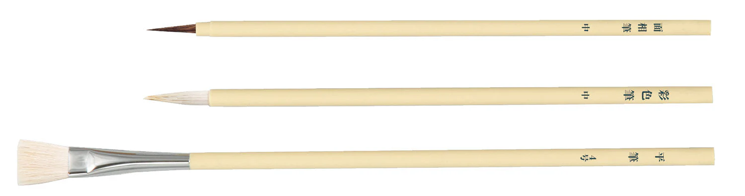 Set of 3 white shaft design brushes (no groove drawing stick)