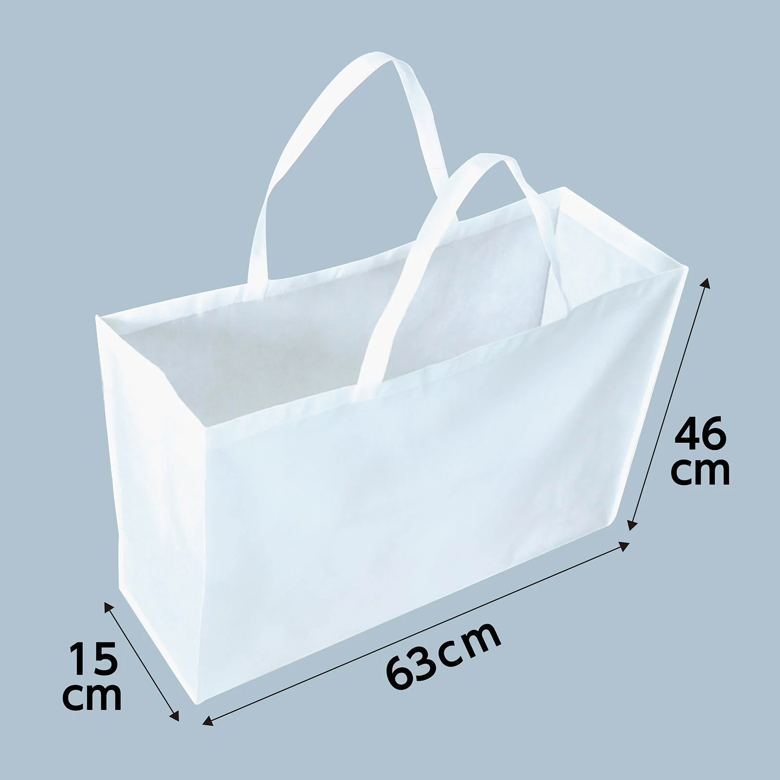 Work storage bag made of non-woven fabric, large white, with gusset (15cm) - Image 6