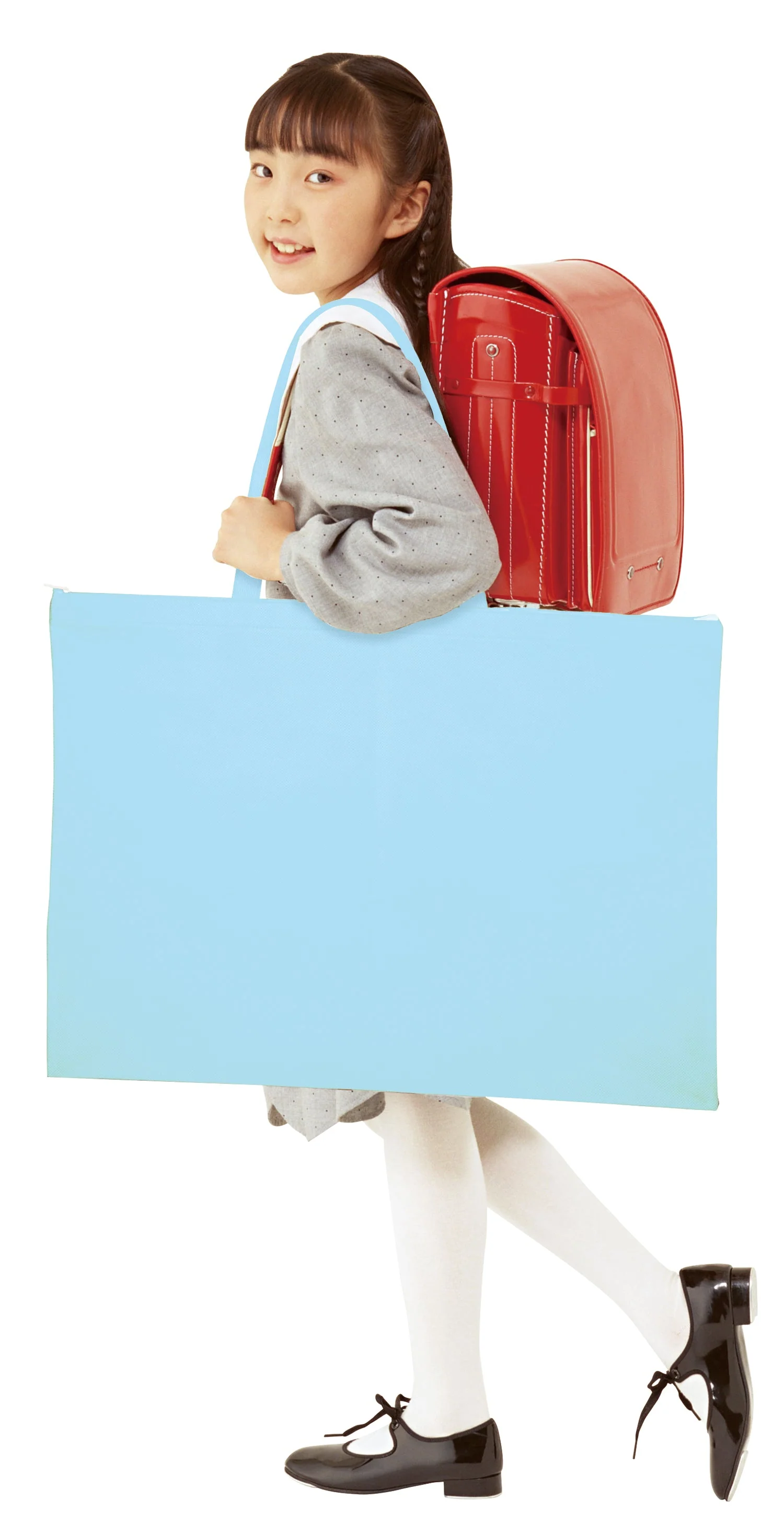 Work bag made of non-woven fabric, large light blue (with zipper) - Image 2