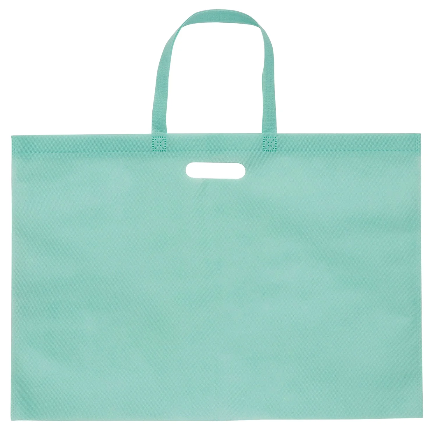 Large work storage bag, perforated handle, pastel green