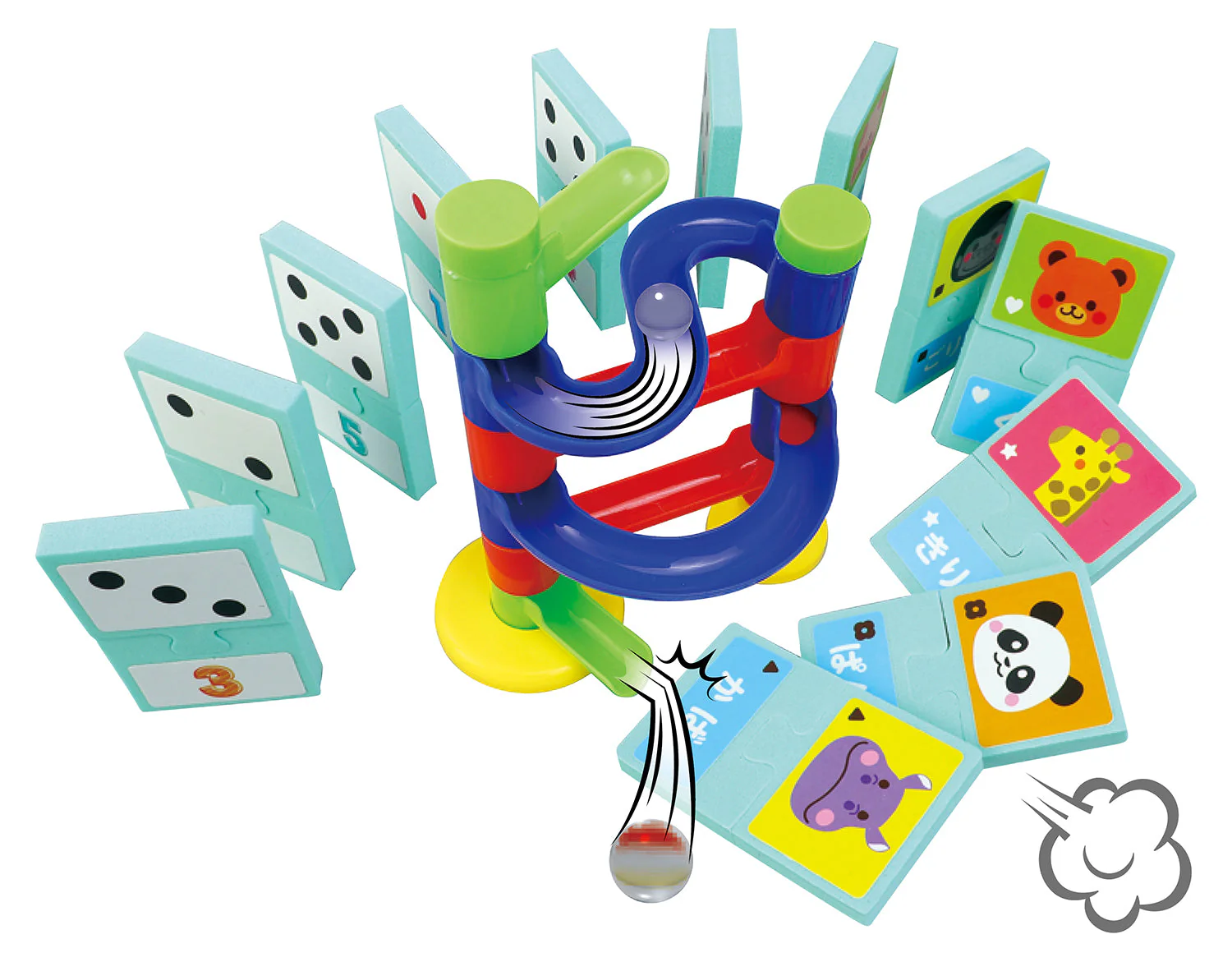Connect and line up block dominoes