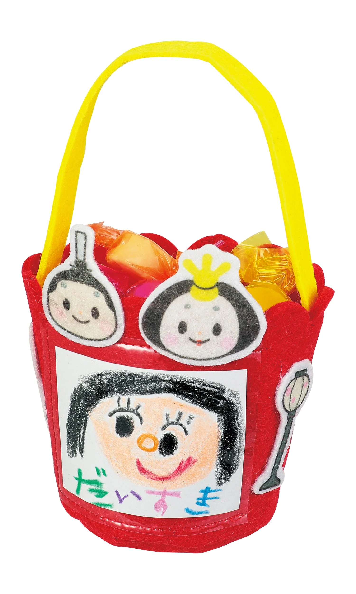 Bucket-shaped felt doll case