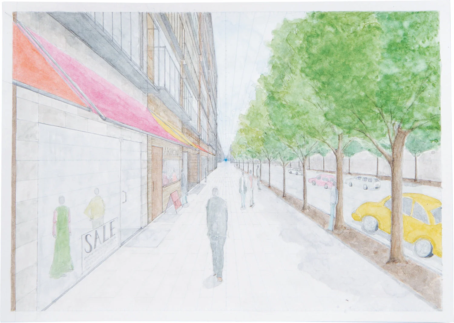 One point perspective sheet A4 (set of 10)
