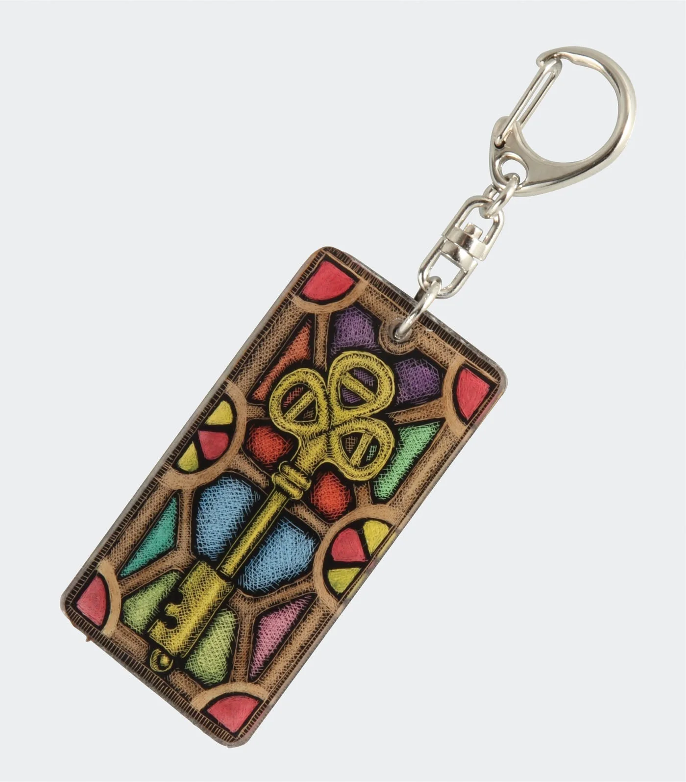 Art glass key holder with leather (rectangle)