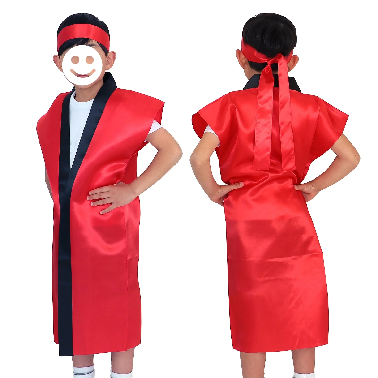 Satin Long Happi Red J (with headband)