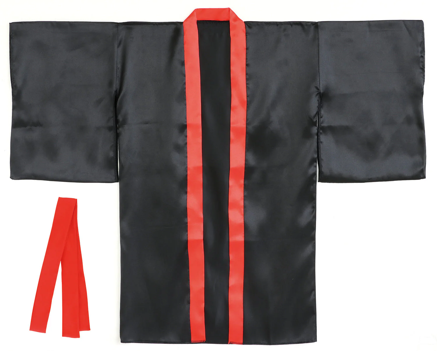 Soft satin long happy sleeves black (red collar) S (with headband)