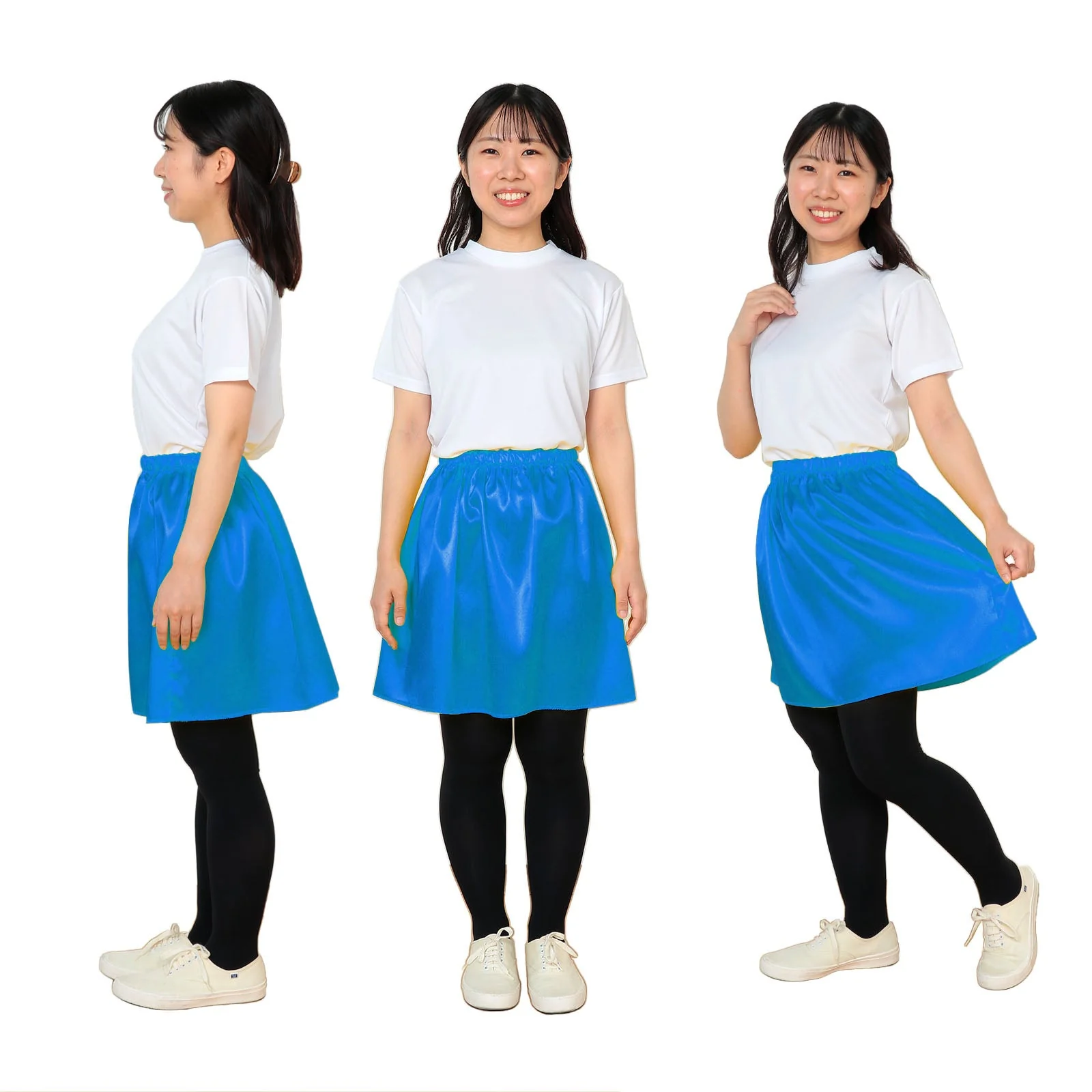 Soft satin flare skirt M blue - Image 3