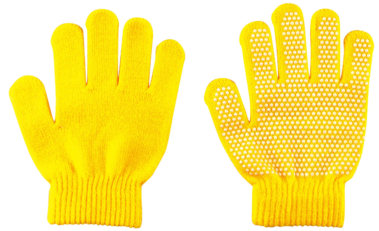 Colored stretchy gloves with anti-slip yellow