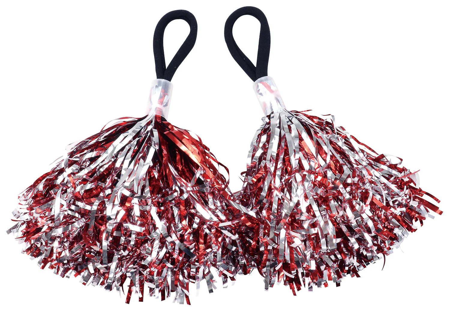 Hand free pompon small red silver