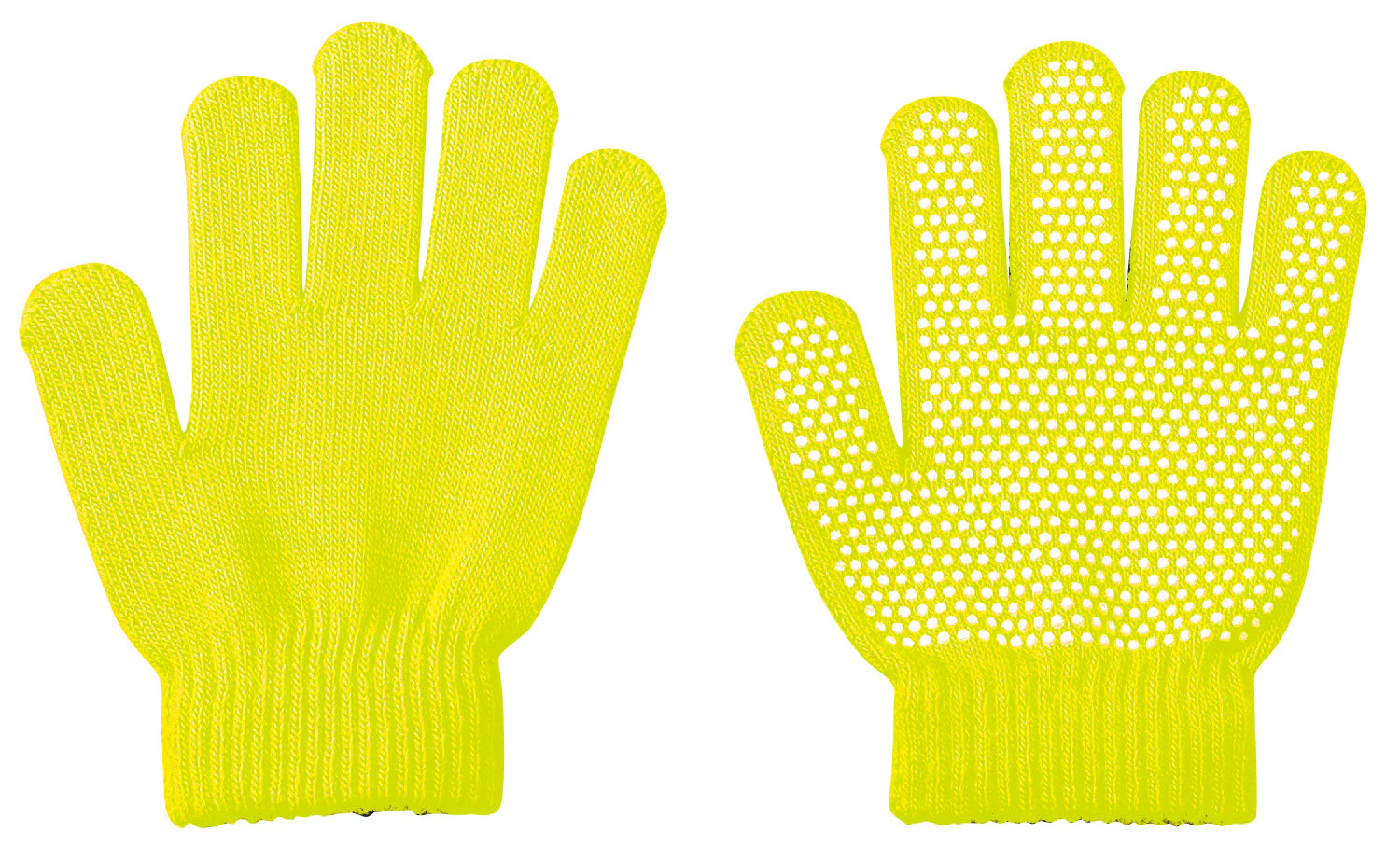 Colored free-flowing gloves with anti-slip fluorescent yellow