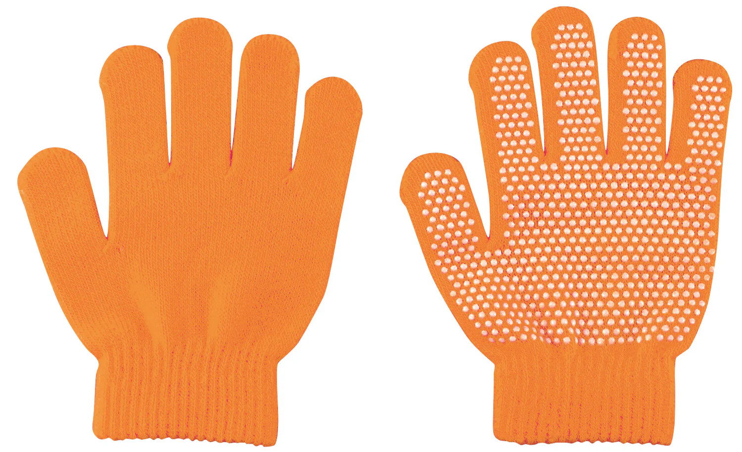 Colored stretchy gloves with anti-slip fluorescent orange