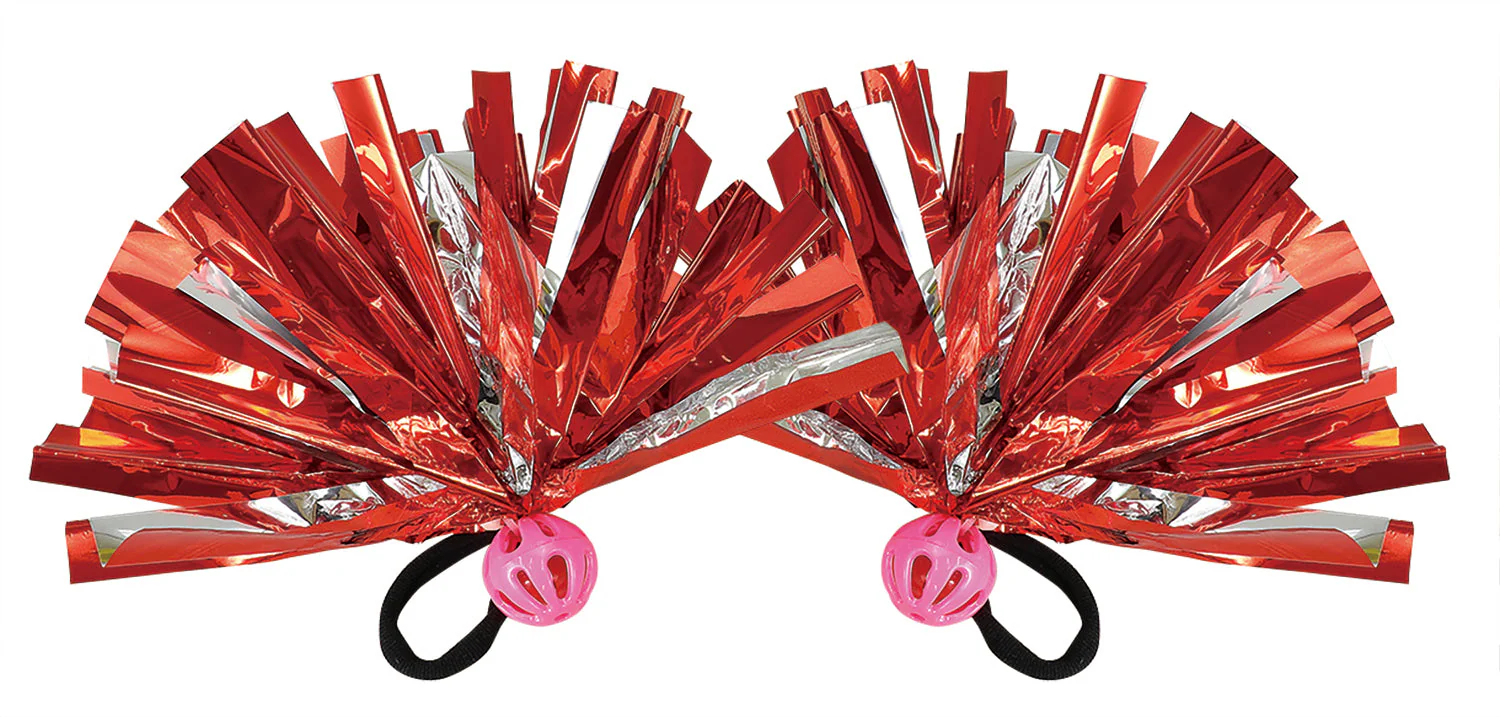 Easy Cheer Pom Pom Red Silver with Bell