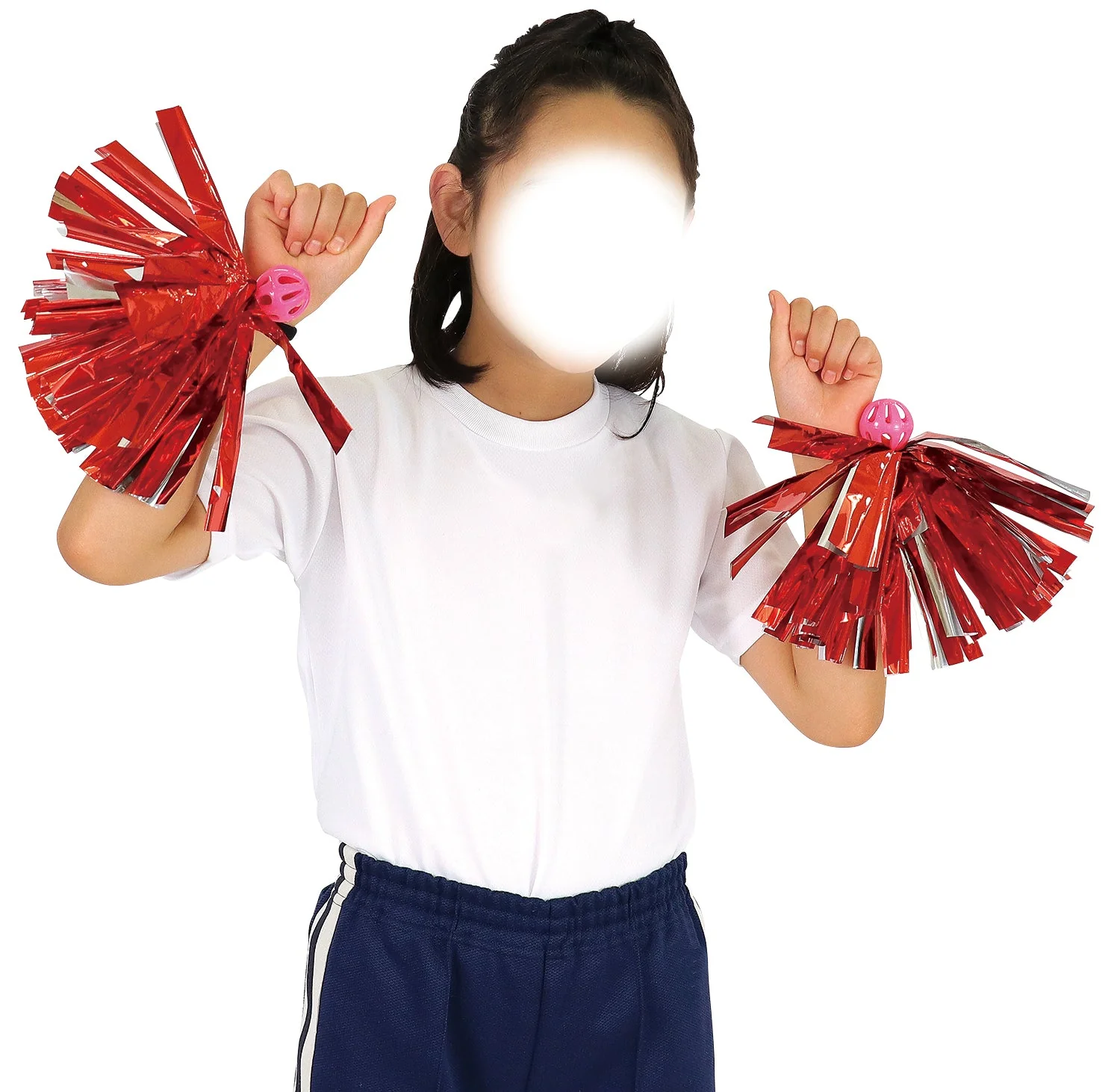 Easy Cheer Pom Pom Red Silver with Bell - Image 2