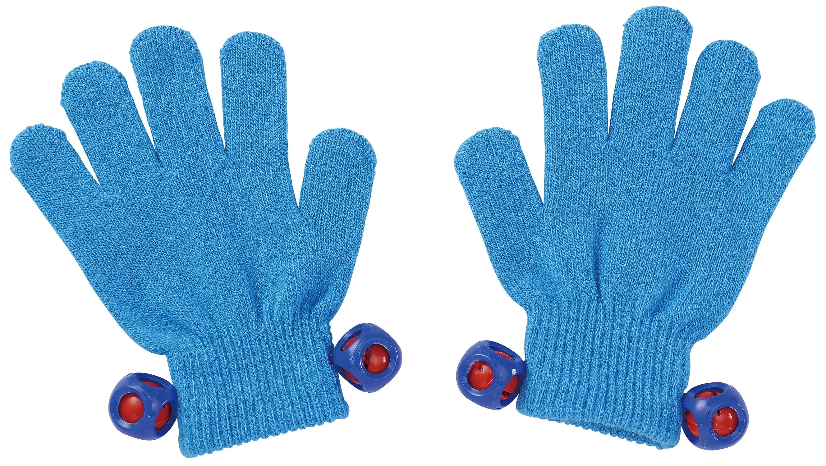 Colored stretchy gloves with bell, blue