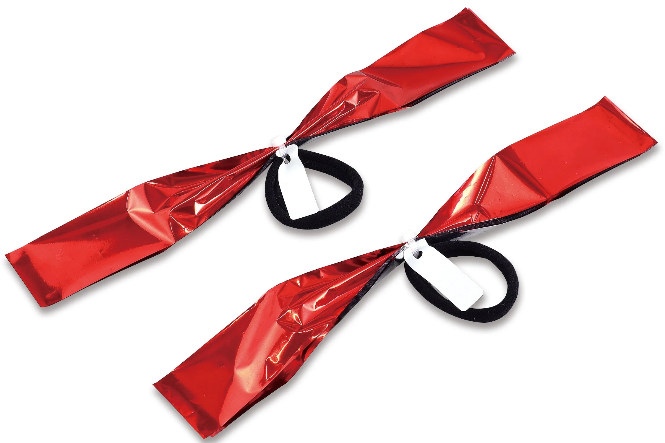 Hand-free pompon with name tag, red silver - Image 3