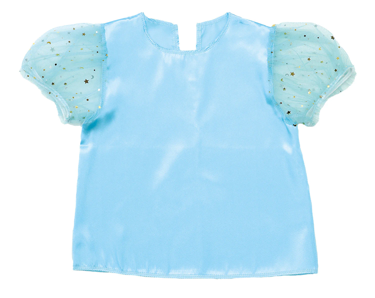 Puff sleeve soft satin shirt light blue
