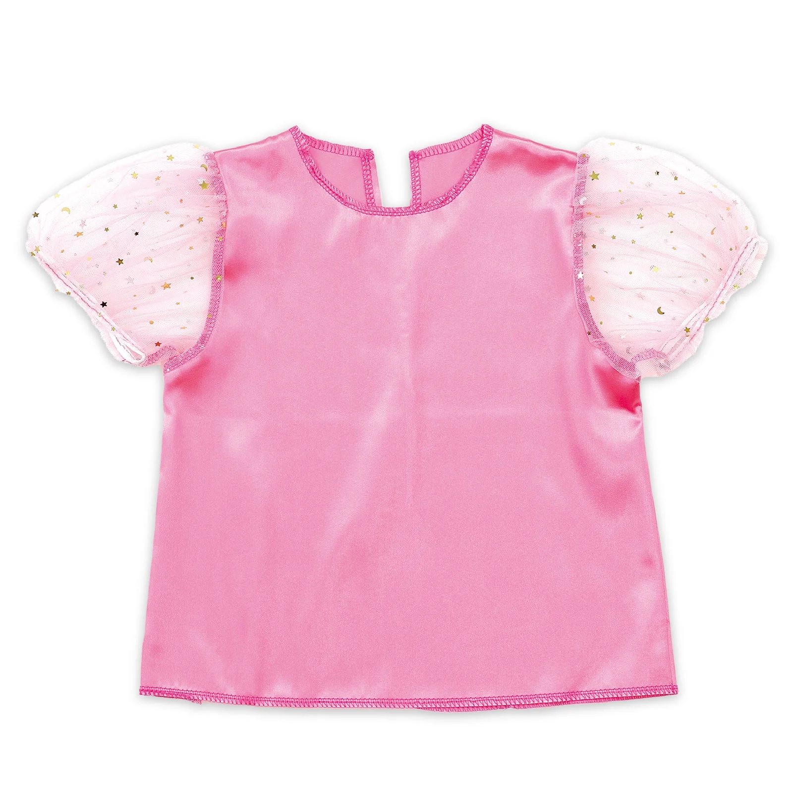 Puff sleeve soft satin shirt pink