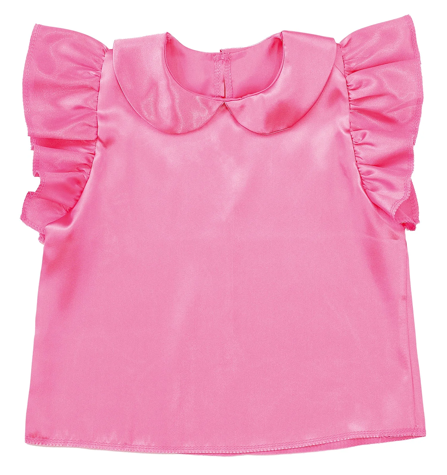 Soft satin round collar fluffy shirt peach