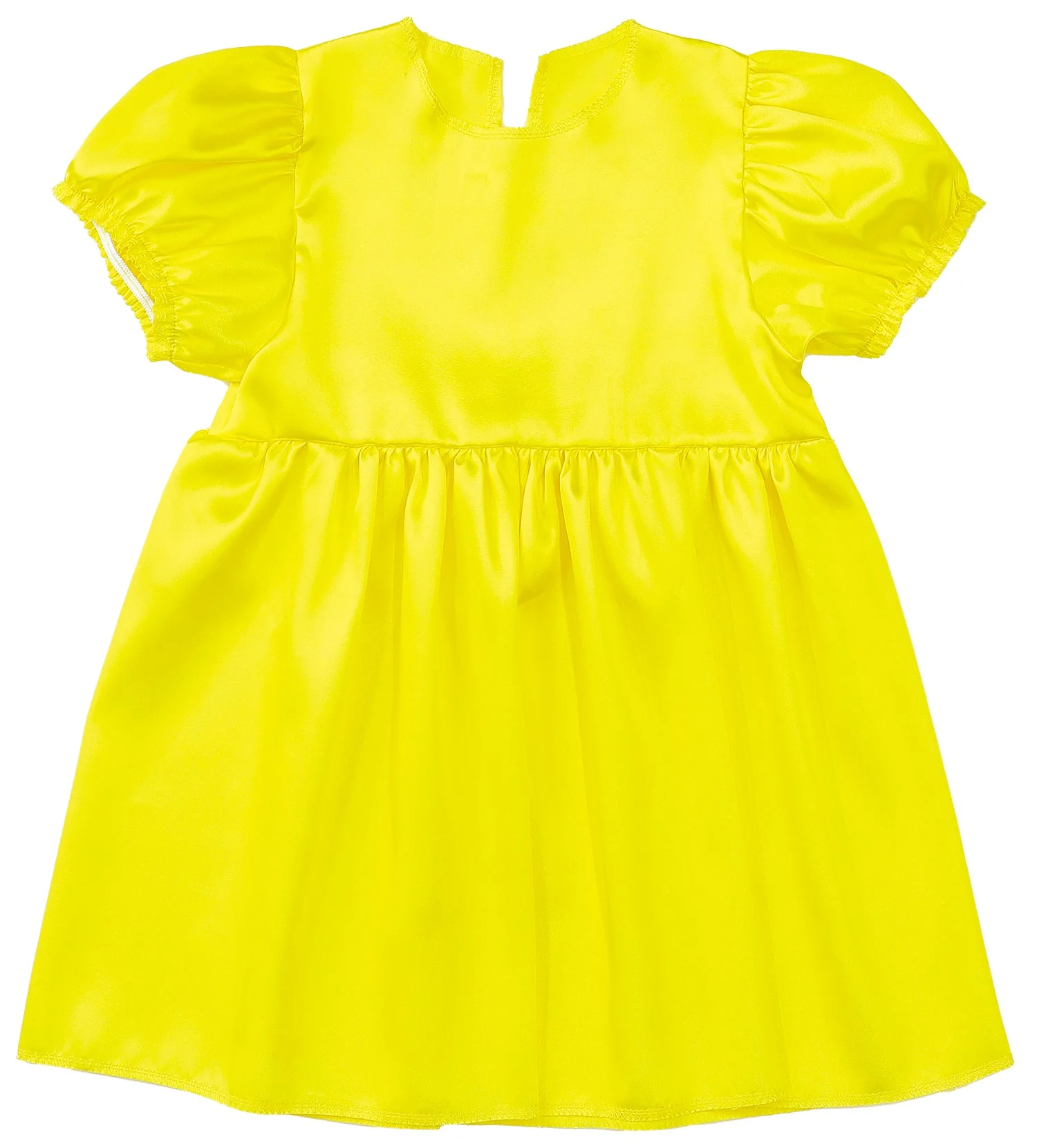 Soft satin puff sleeve dress yellow