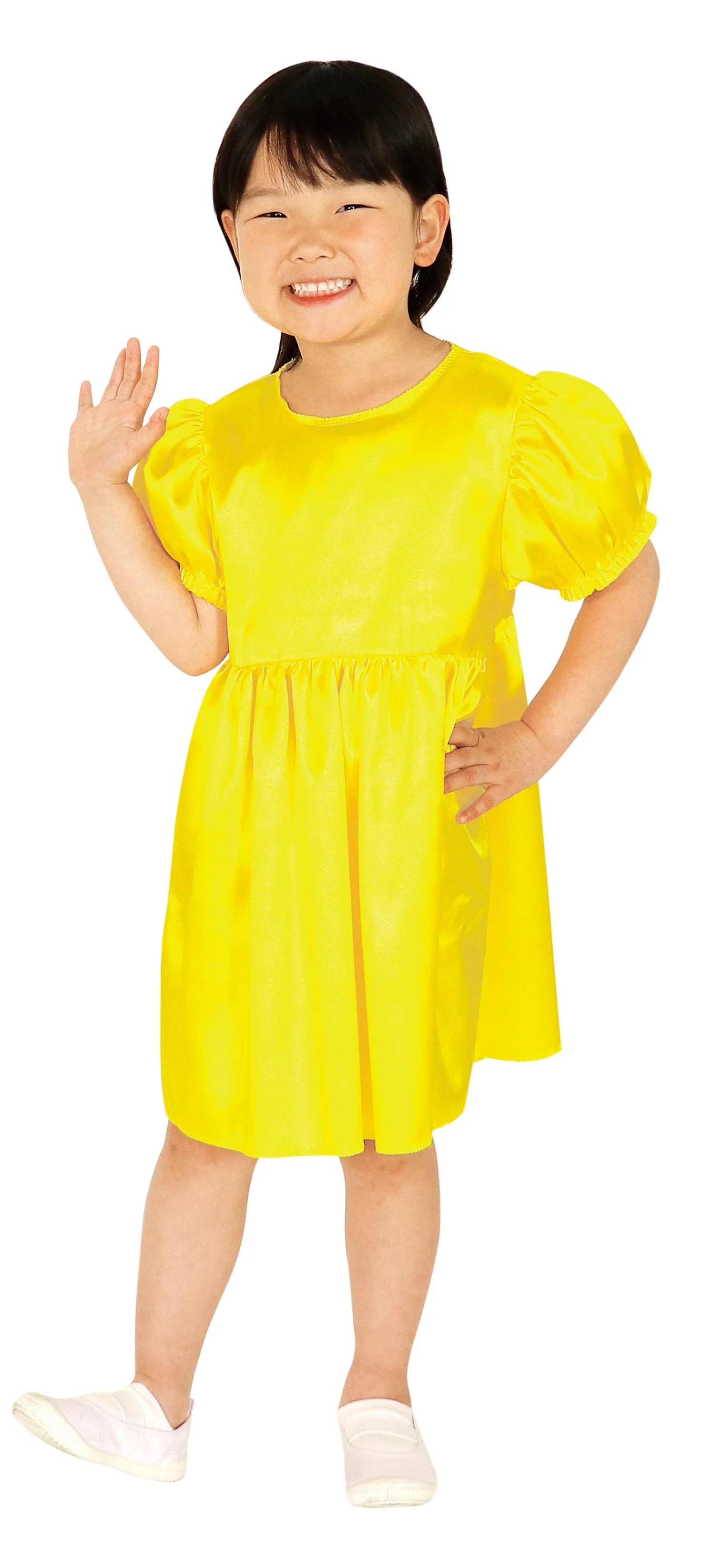 Soft satin puff sleeve dress yellow - Image 4