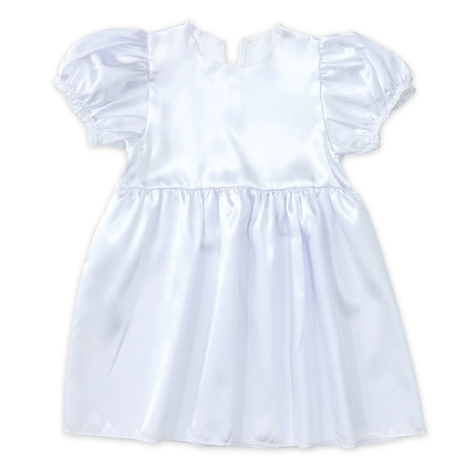 Soft satin puff sleeve dress white