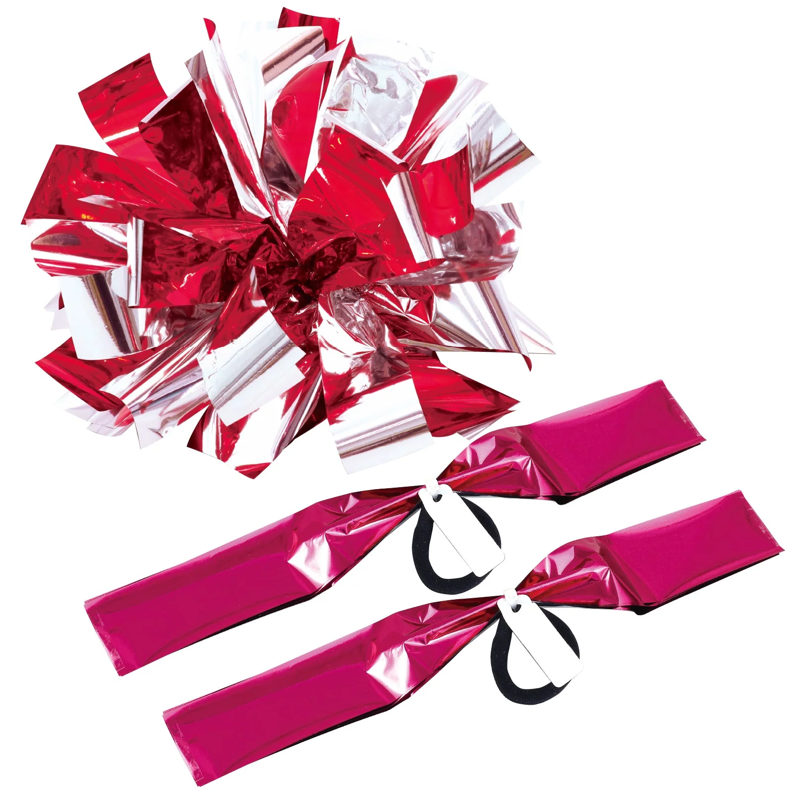 Hand-free pompon with name tag pink silver