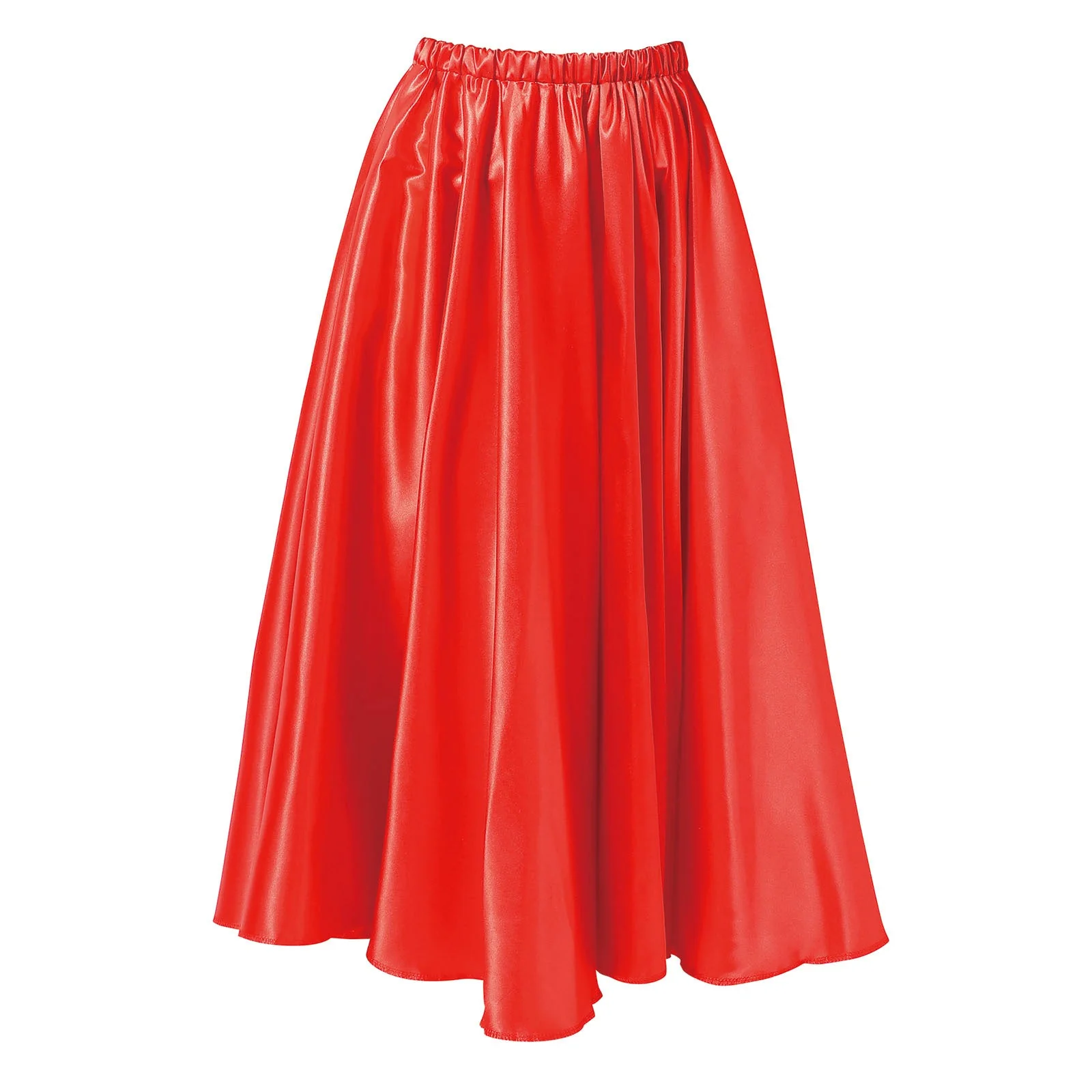 Soft satin long skirt red L