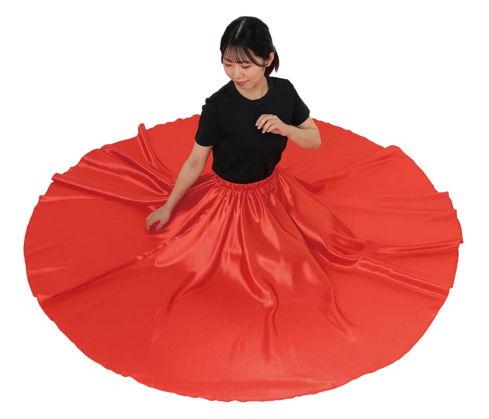 Soft satin long skirt red L - Image 6
