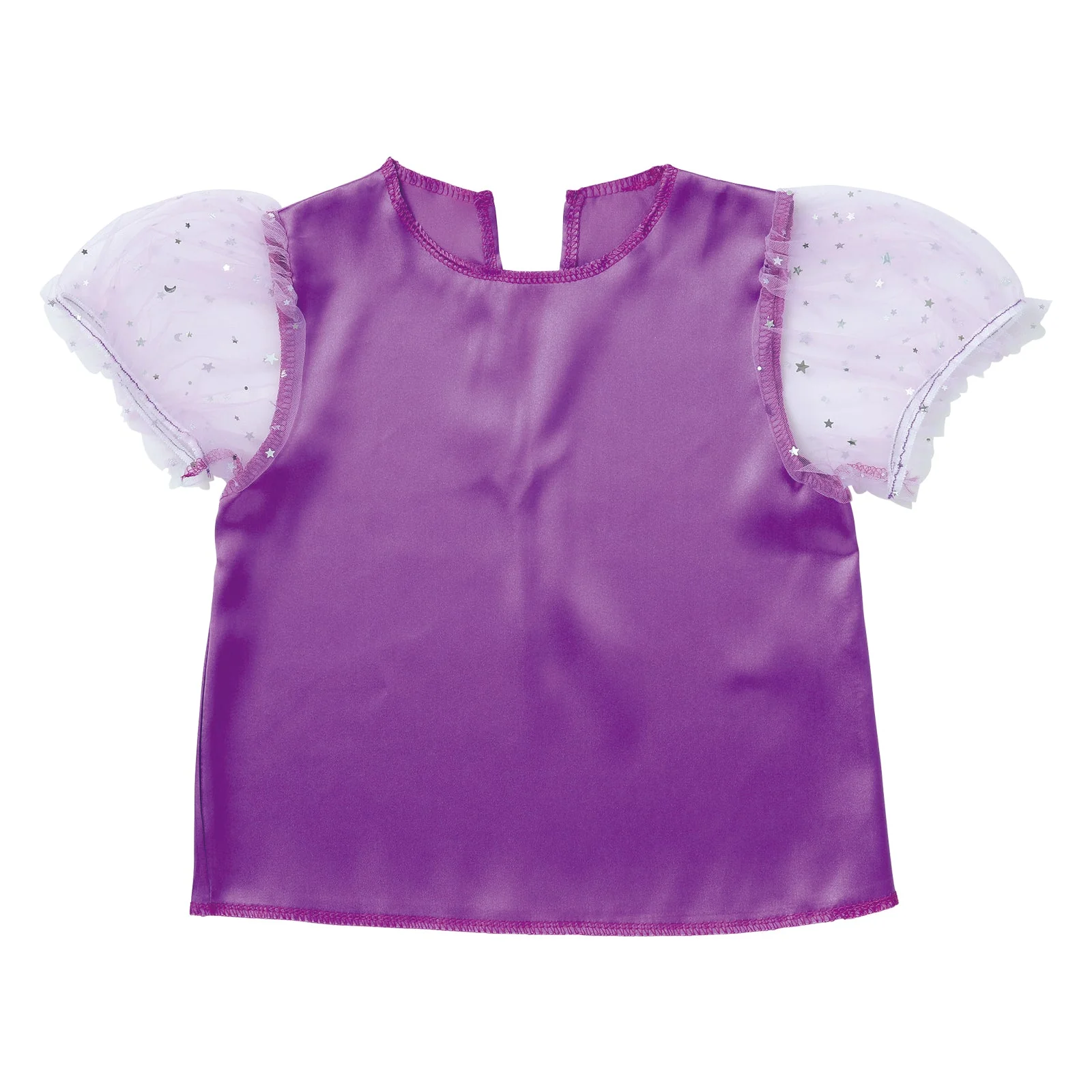 Soft satin puff sleeve C purple