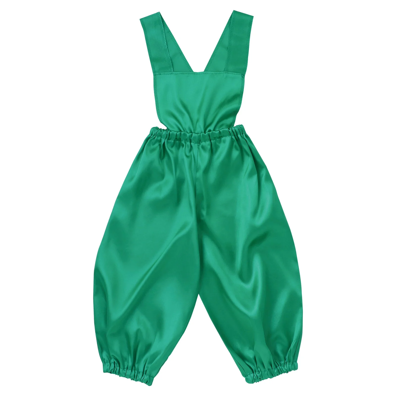 Soft satin overalls pants J green