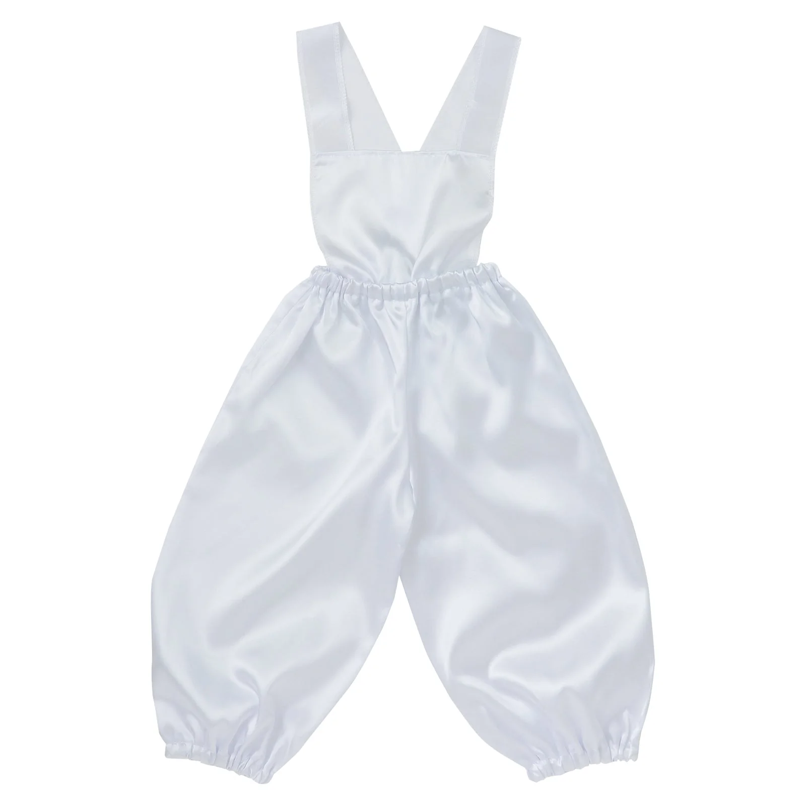 Soft satin overalls pants J white