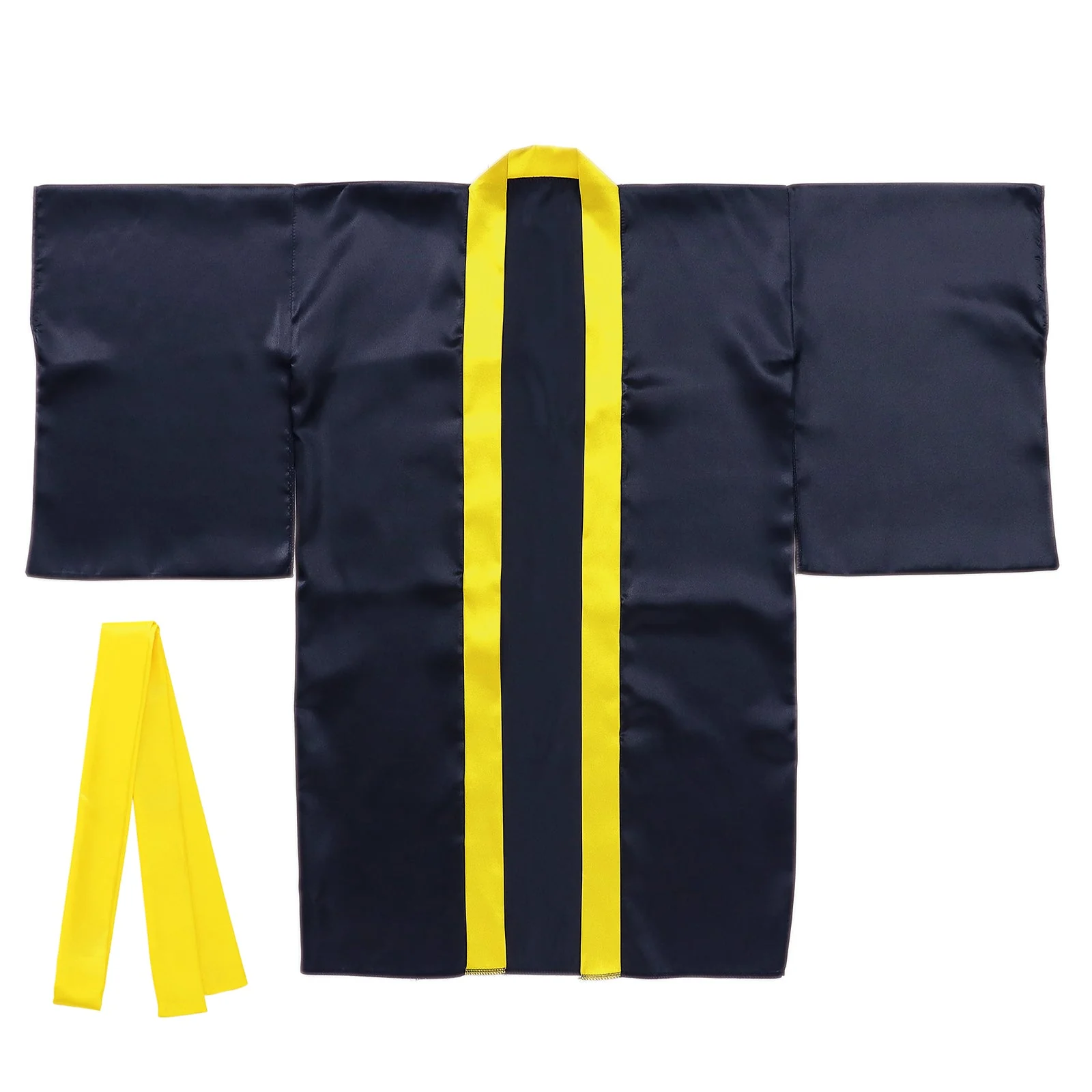 Soft satin long happy sleeves black (yellow collar) L (with headband)