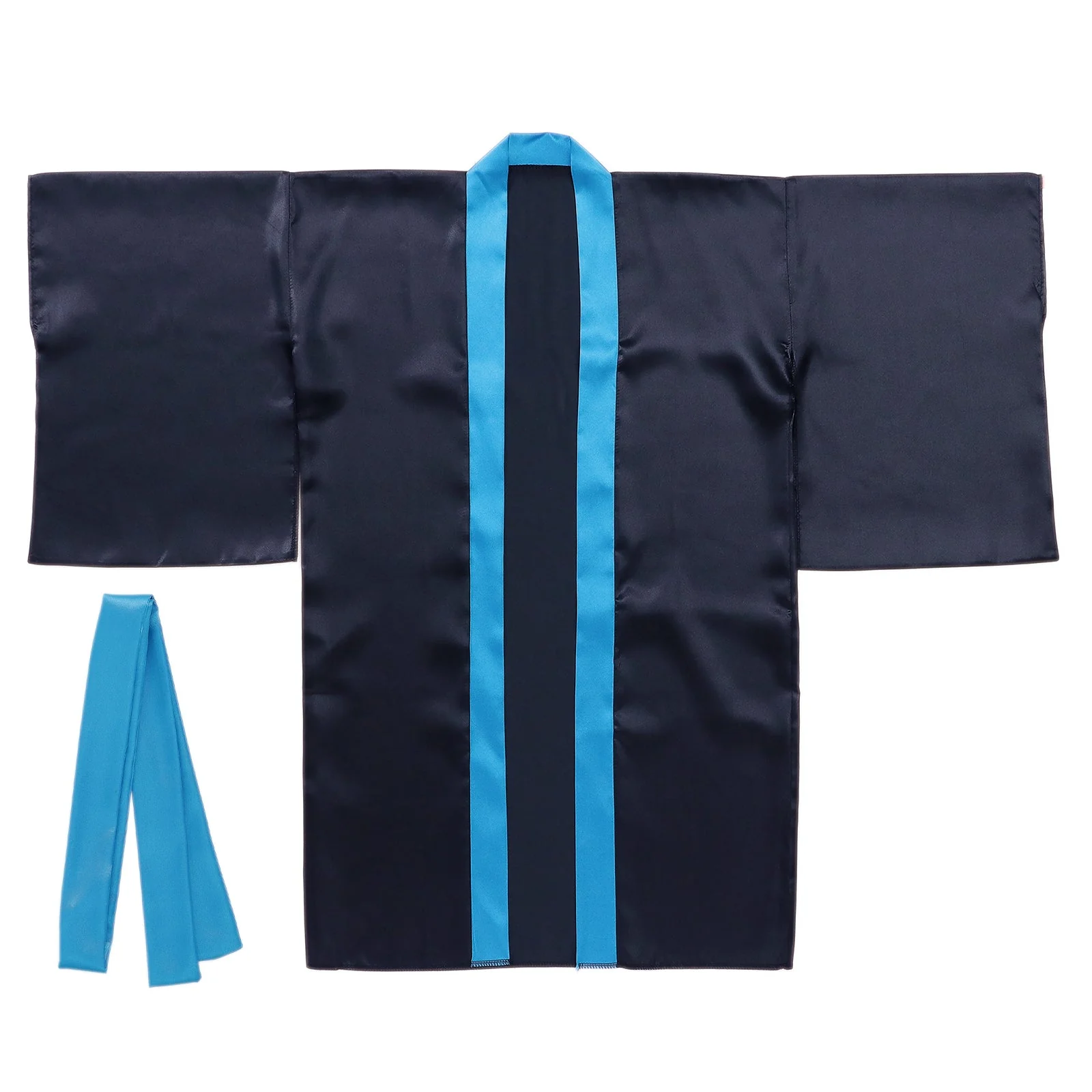 Soft satin long happy sleeves black (blue collar) L (with headband)