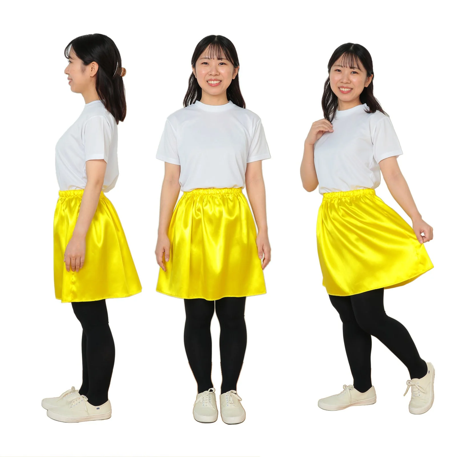 Soft satin flare skirt M yellow - Image 3