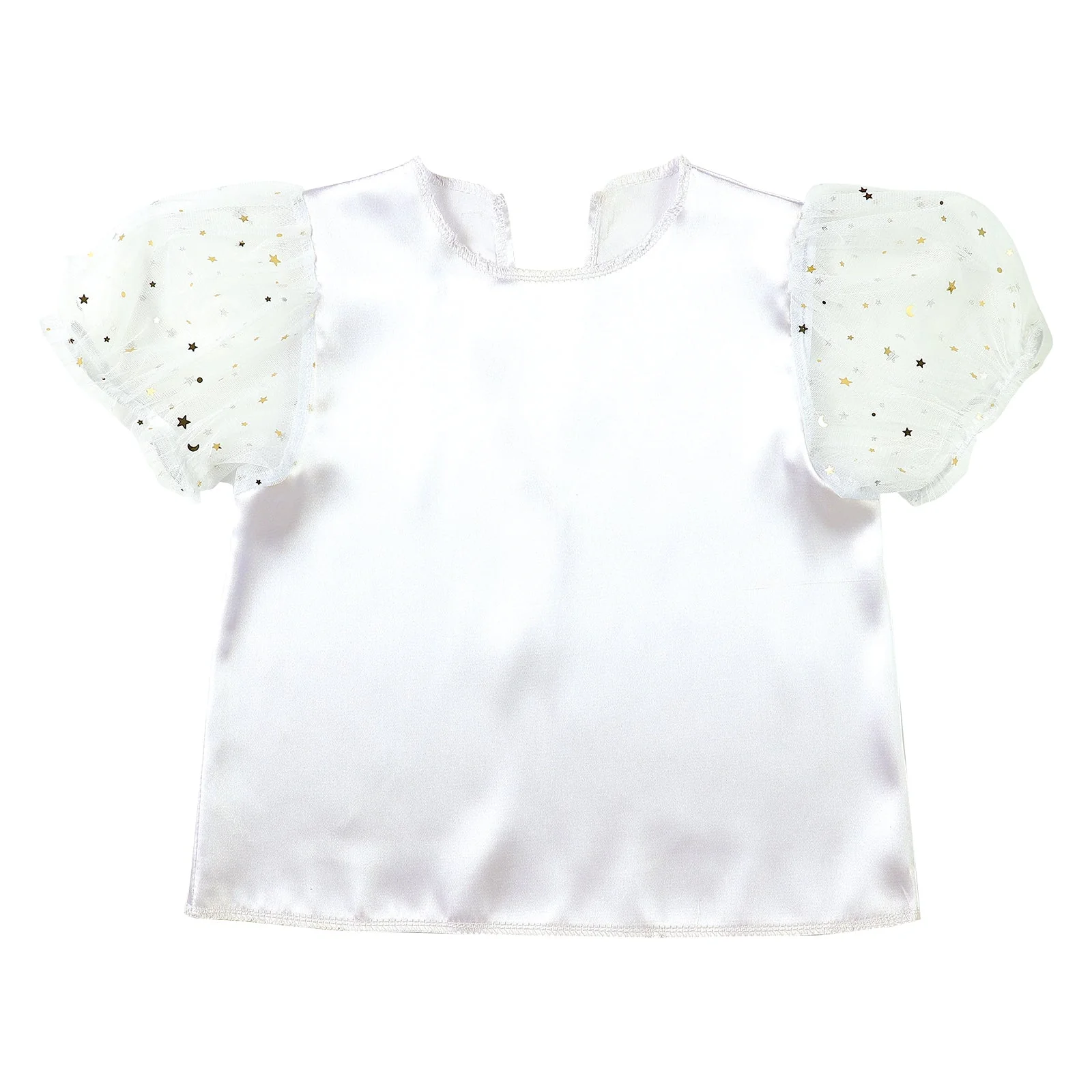 Soft satin puff sleeve J white