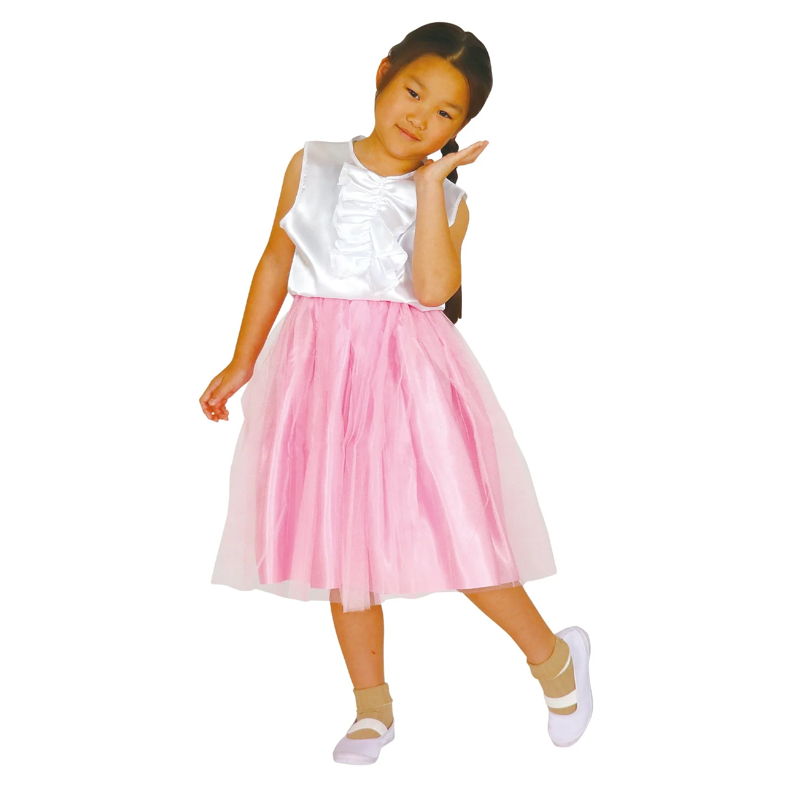 Soft satin shirt Ruffle front J White - Image 3