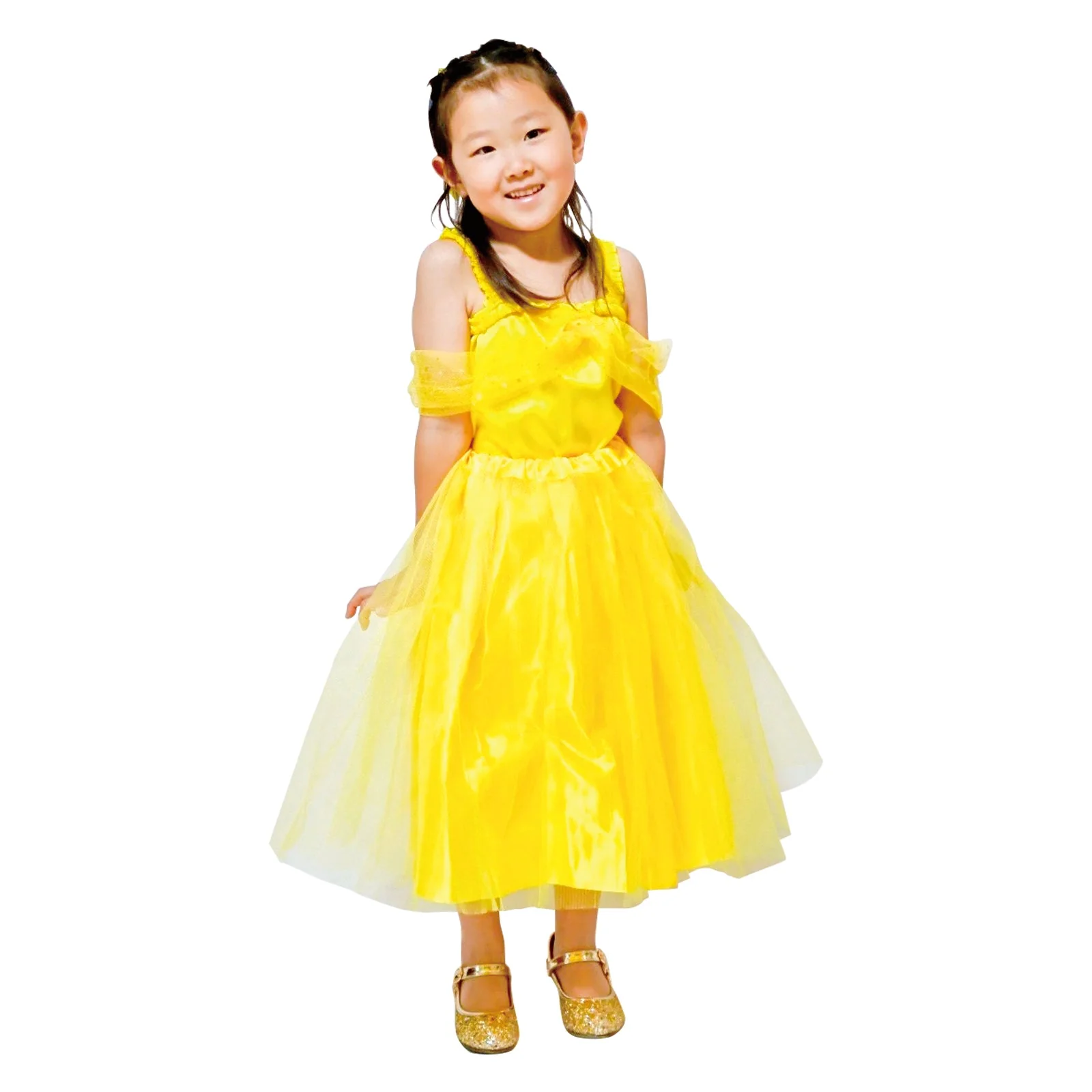 Soft satin off-shoulder shirt C yellow - Image 2