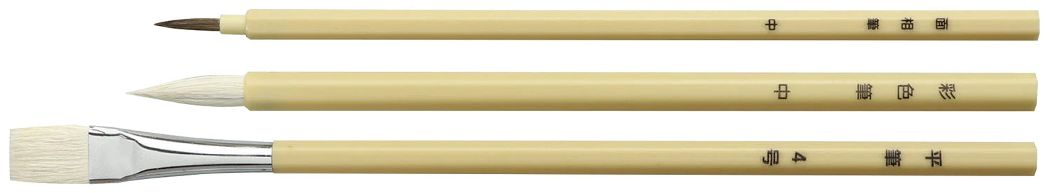 Hexagonal white shaft design brush set of 3