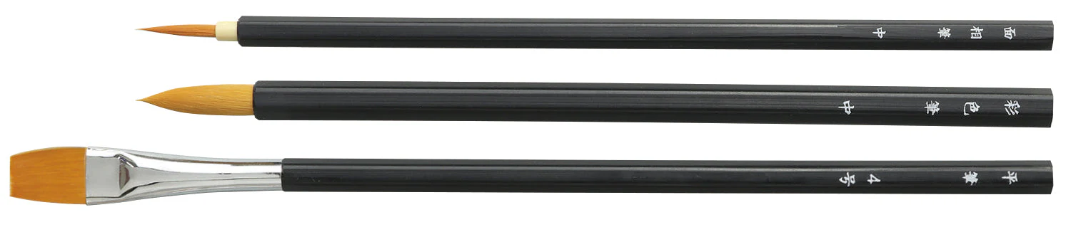 Nylon hexagonal black shaft design brush set of 3
