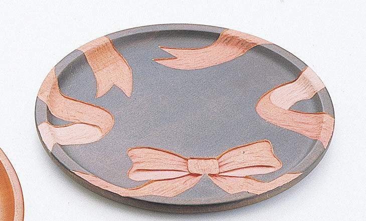 Wood carving round tray small φ210