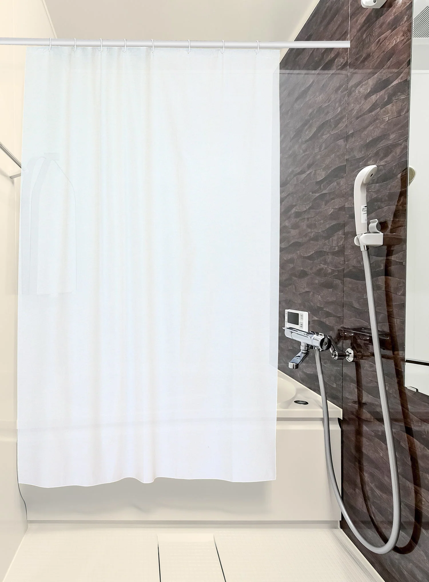 Shower curtain white 130×178cm with hook