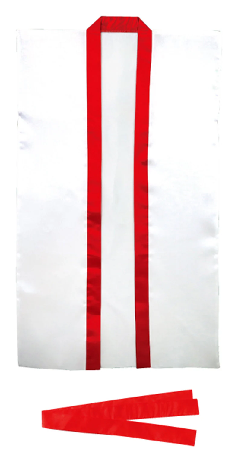 Satin long hip white (red collar) J (with headband)