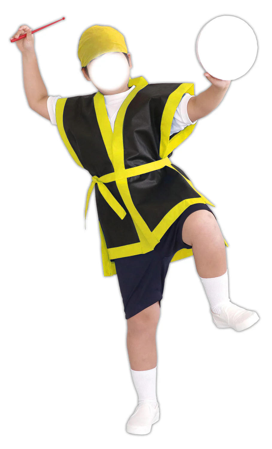 Colored non-woven fabric Eiser Uchikake Black (yellow collar) S with obi - Image 3