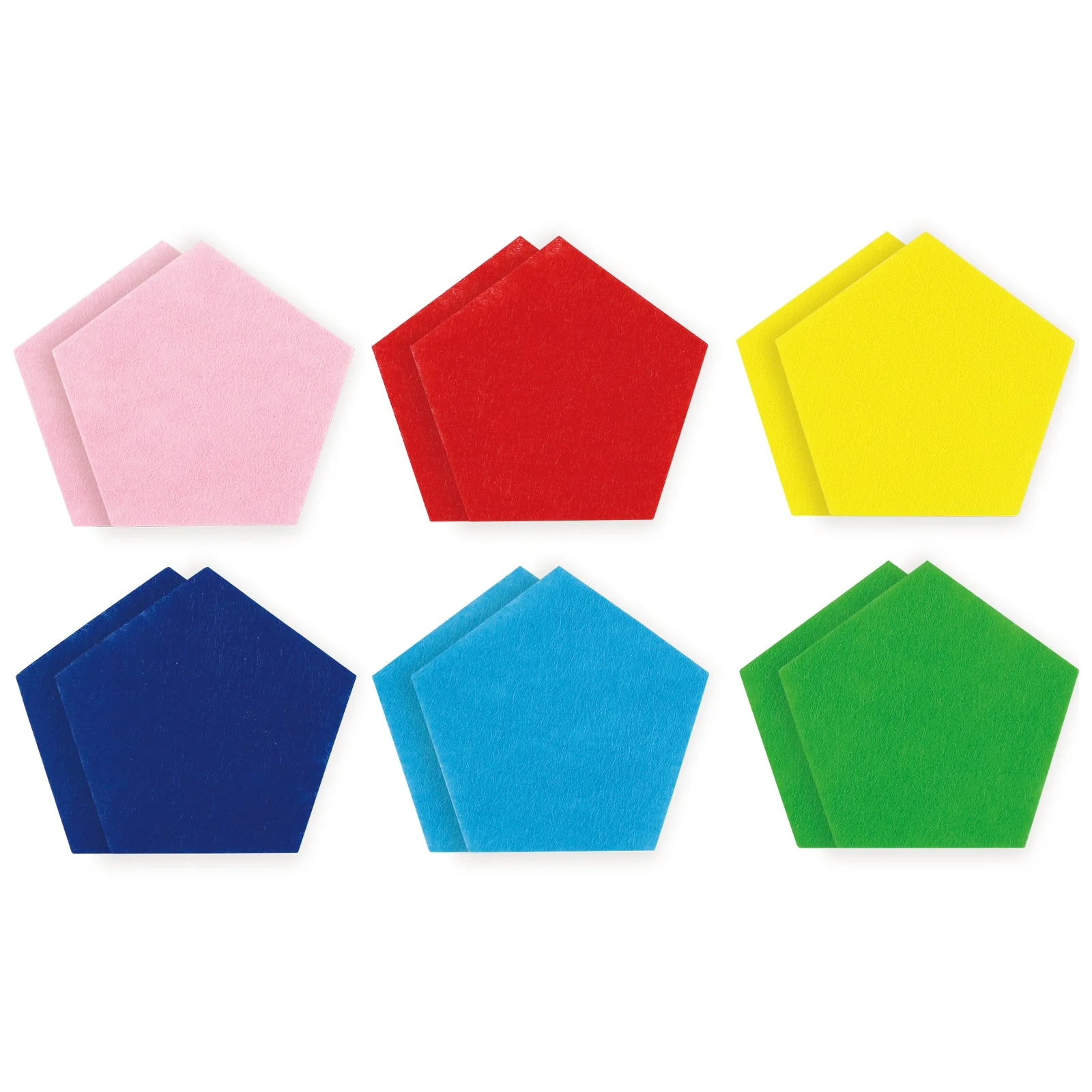 Pentagonal felt set of 6 colors, 2 pieces each