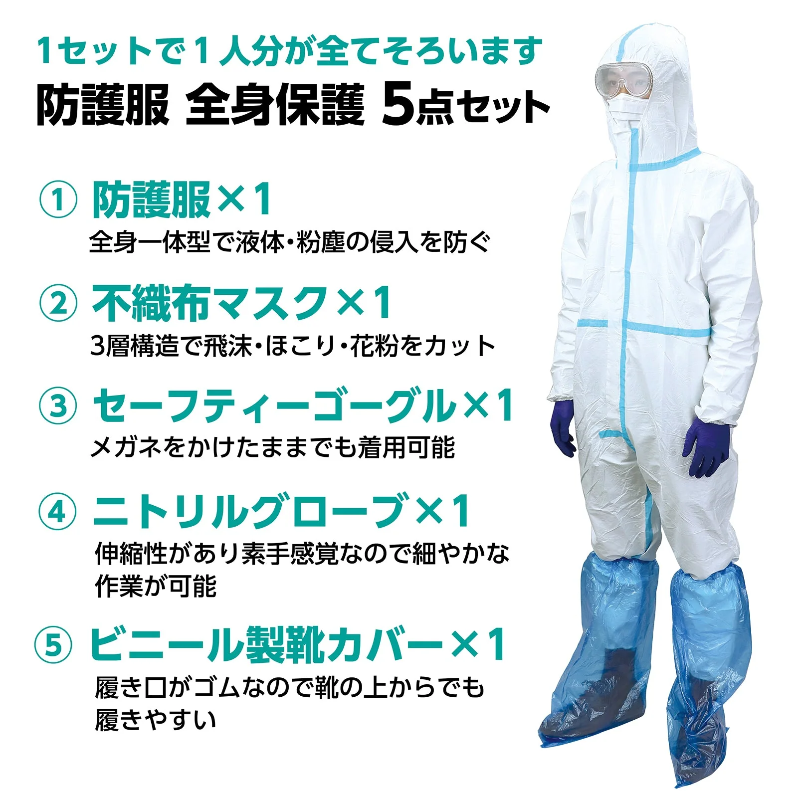 Protective clothing full body protection 5 piece set S - Image 3