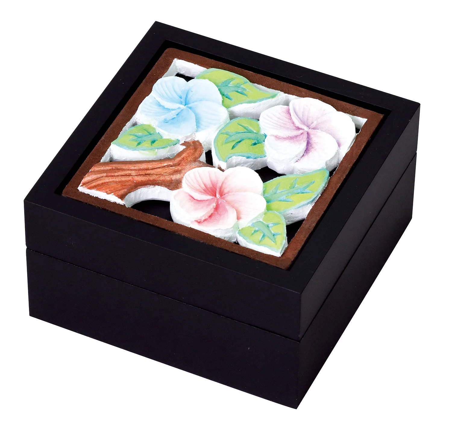 Multi-square box black painted white carved board set - Image 2