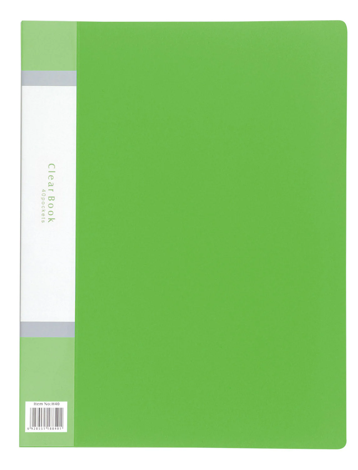 Clear book A4 vertical 40 pockets green