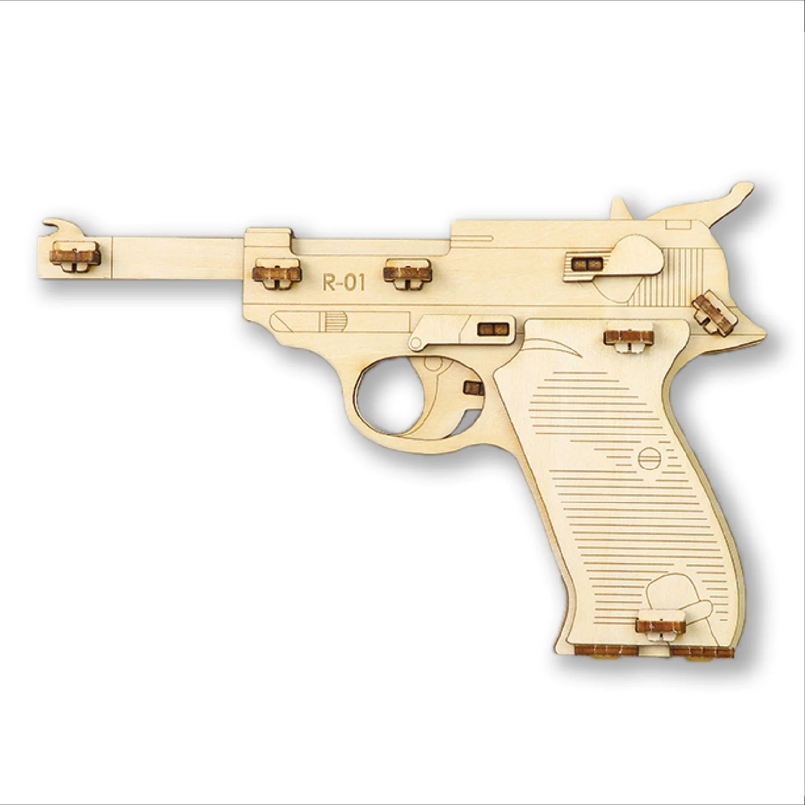 Wooden single-shot rubber band gun