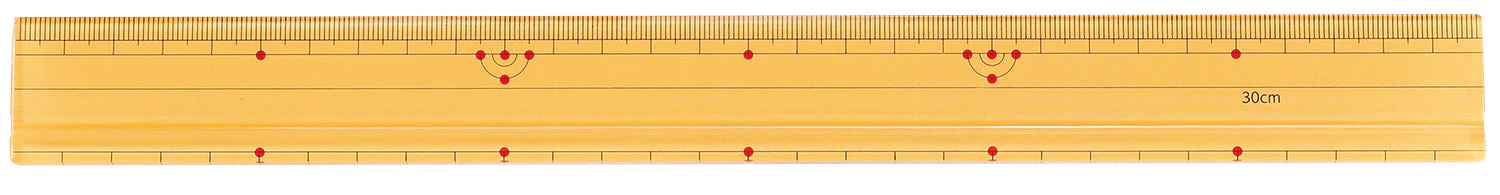 Plastic ruler 30cm with double scales and grooves