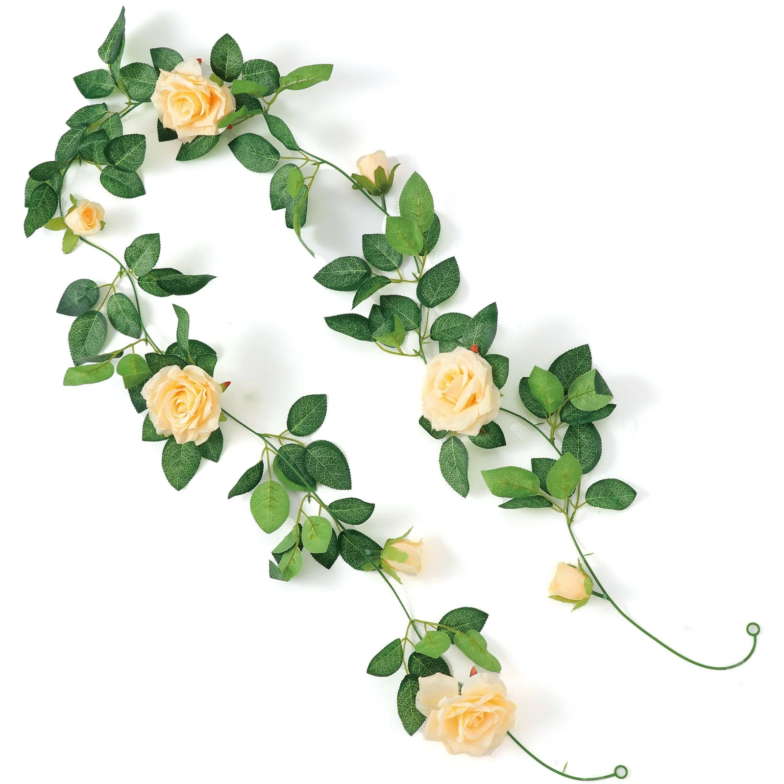 Fake green garland rose orange